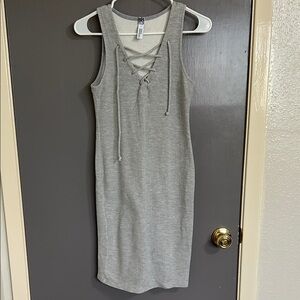free press Grey Lace-Up Midi Dress Small